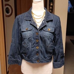 TOXIK CROPPED BUTTON UP BLUE JEAN JACKET